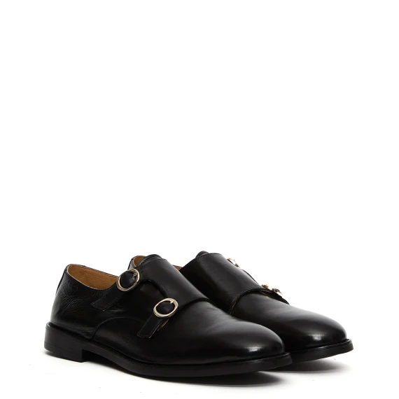 Monk strap 67036 in pelle nera