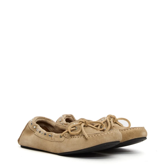 Mocassino Calla in pelle scamosciata beige