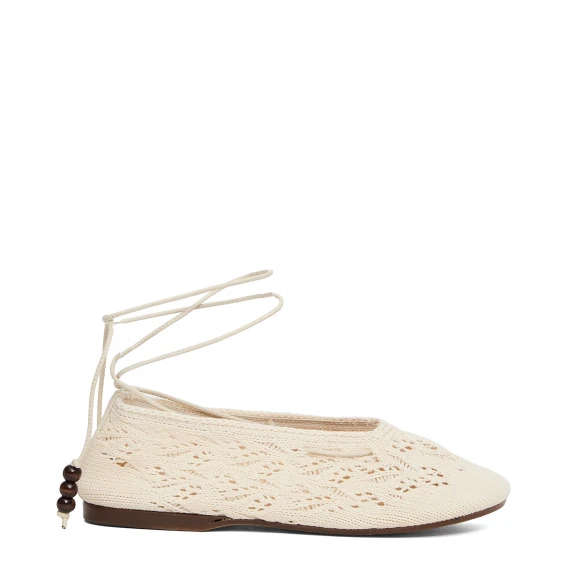 Ballerina in tessuto crochet con laccetto alla caviglia