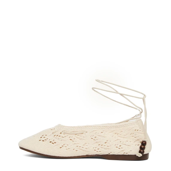 Ballerina in tessuto crochet con laccetto alla caviglia