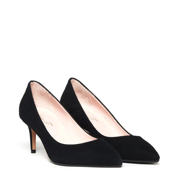 Decollété 1373 in pelle scamosciata nera