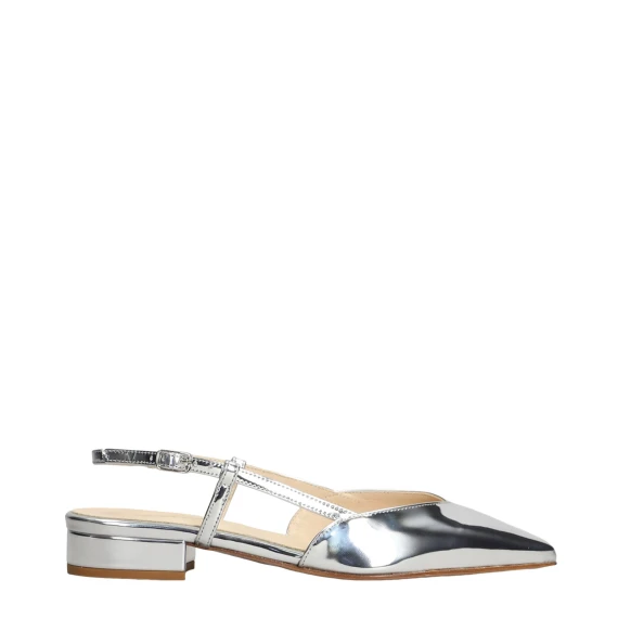 Slingback 1717 in pelle argento effetto specchio