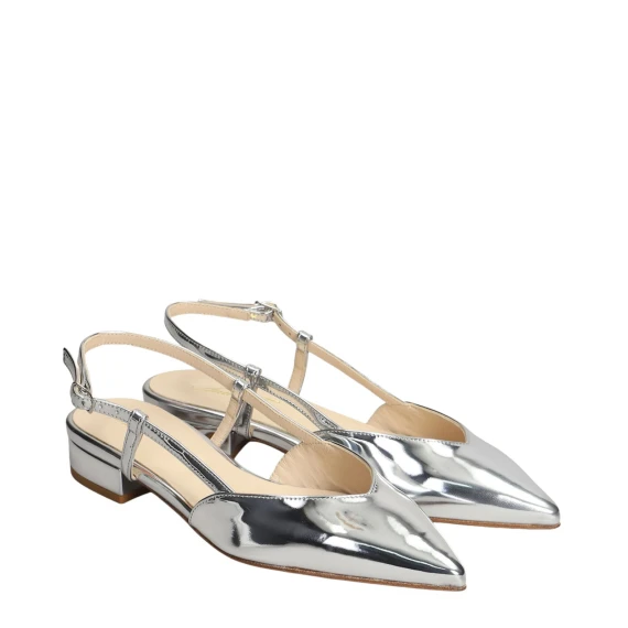 Slingback 1717 in pelle argento effetto specchio