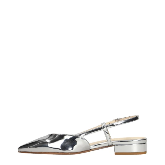 Slingback 1717 in pelle argento effetto specchio