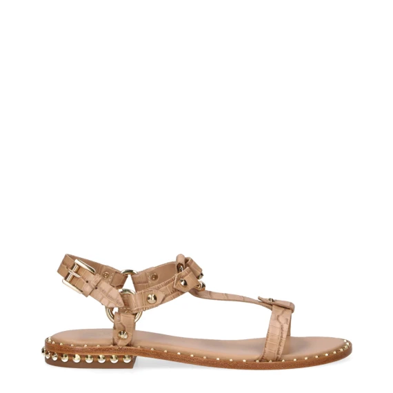 Sandalo Patsy Bis in pelle beige e borchie
