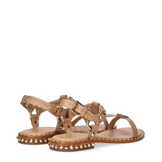 Sandalo Patsy Bis in pelle beige e borchie