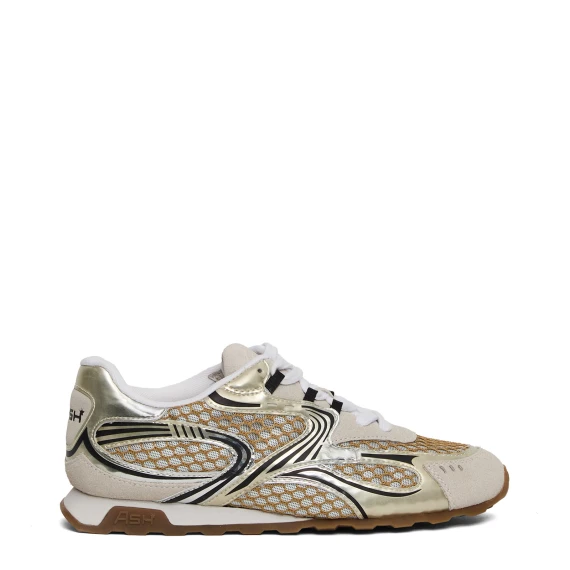 Sneakers Kabuki in pelle e tessuto beige e oro