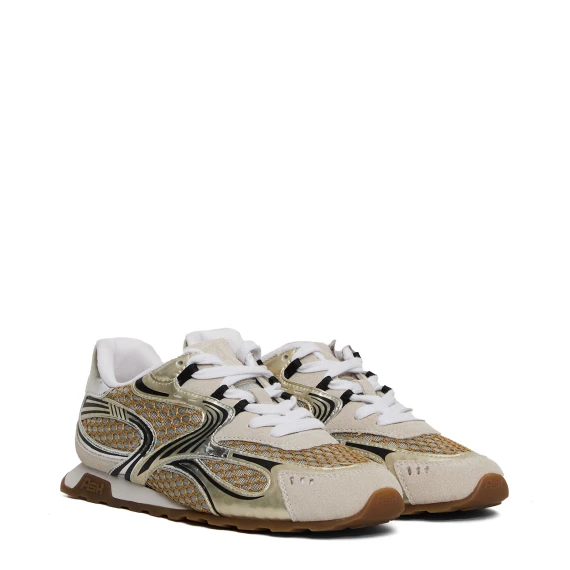 Sneakers Kabuki in pelle e tessuto beige e oro