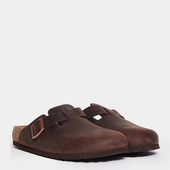 Sabot Boston in pelle marrone