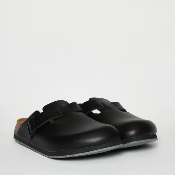 Sabot Boston in pelle nera calzata normale