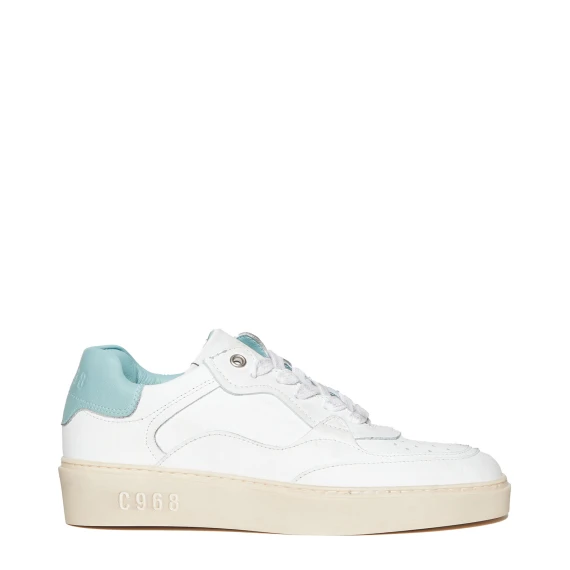Sneakers Kate in pelle bianca con dettaglio verde acqua
