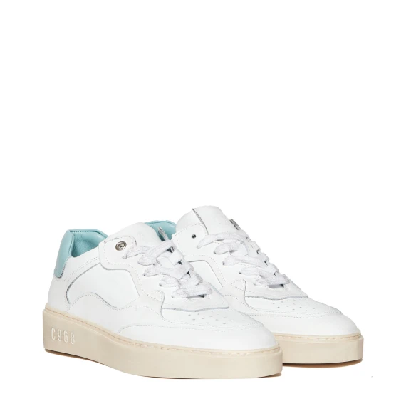 Sneakers Kate in pelle bianca con dettaglio verde acqua