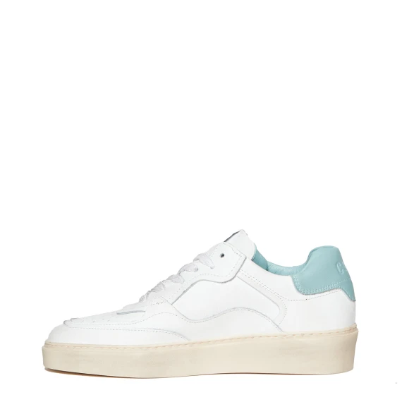 Sneakers Kate in pelle bianca con dettaglio verde acqua