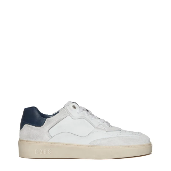 Sneakers James in pelle bianca dettaglio blu