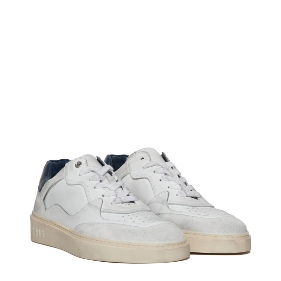 Sneakers James in pelle bianca dettaglio blu