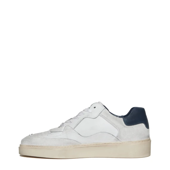 Sneakers James in pelle bianca dettaglio blu