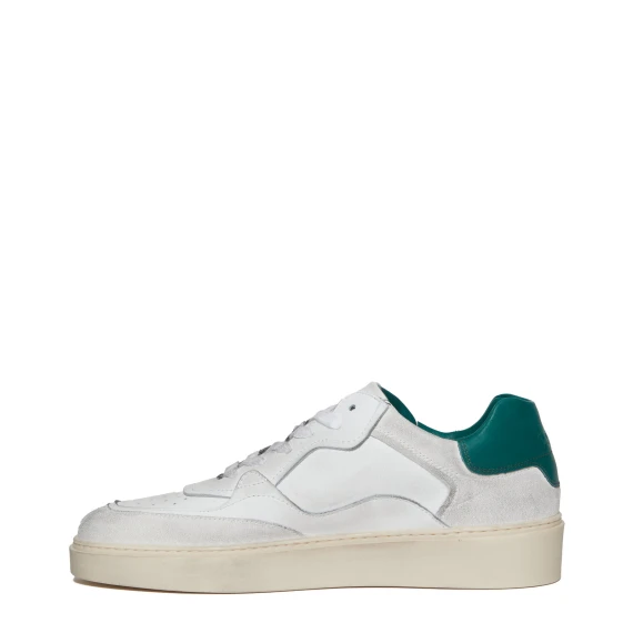 Sneakers James in pelle bianca dettaglio verde