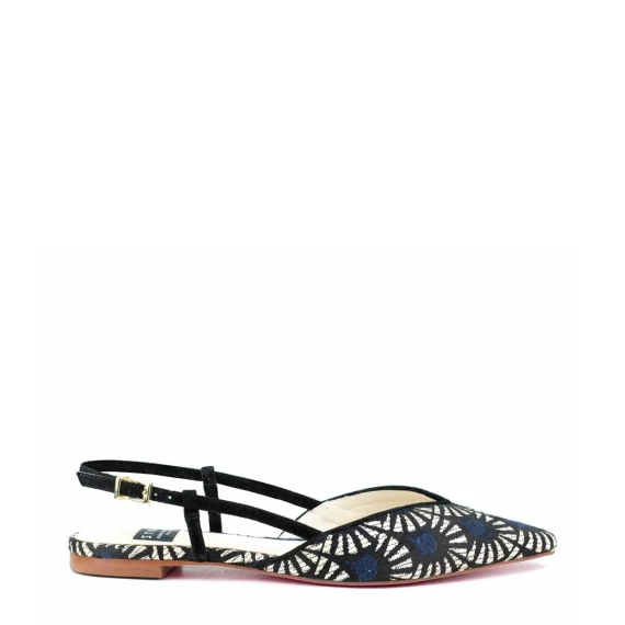 Slingback lamu in tessuto fantasia