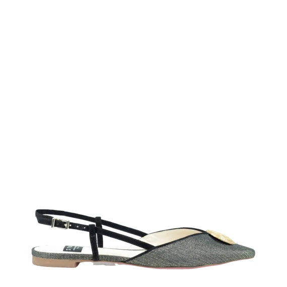 Slingback Swahili in tessuto fantasia con applicazione