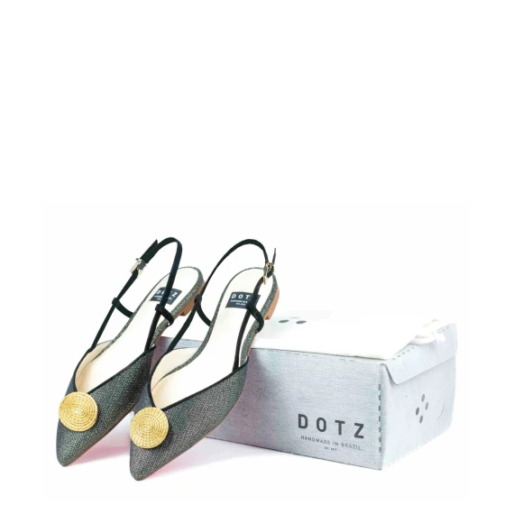 Slingback Swahili in tessuto fantasia con applicazione