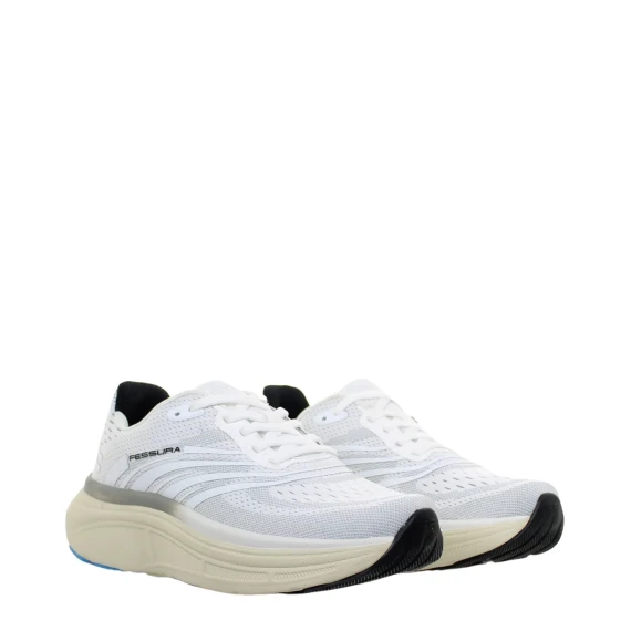 Sneakers Run 01 in tessuto jacquard bianco