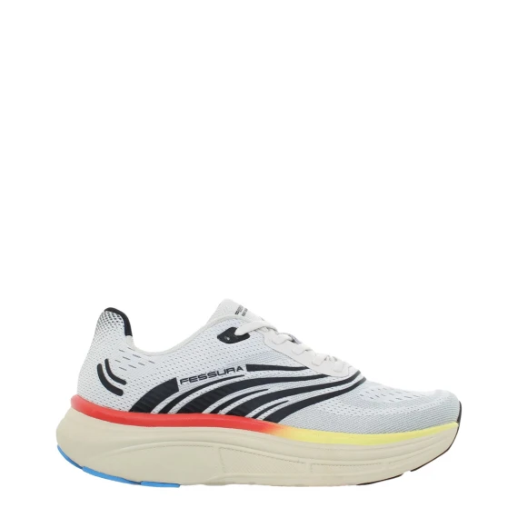 Sneakers Run 01 in tessuto jacquard grigio chiaro e nero