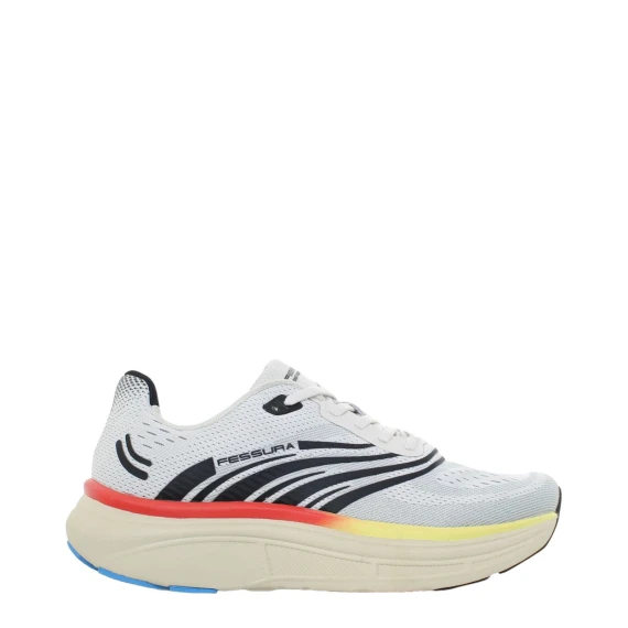 Sneakers Run 01 in tessuto jacquard grigio chiaro e nero