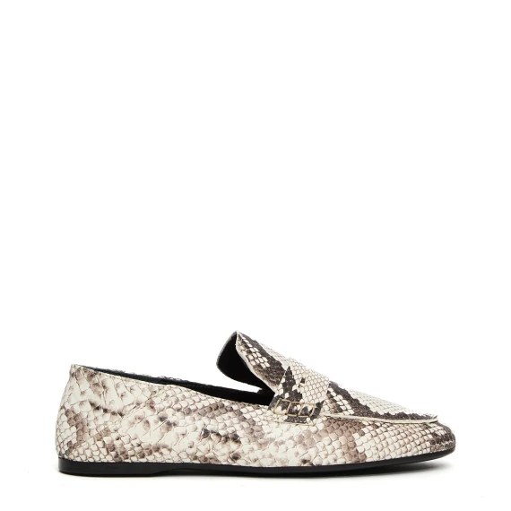 Mocassino 5440 in pelle stampata grigio panna