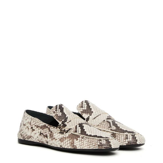 Mocassino 5440 in pelle stampata grigio panna