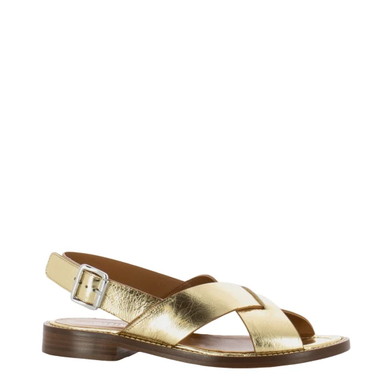 Sandalo Queb in pelle laminata oro