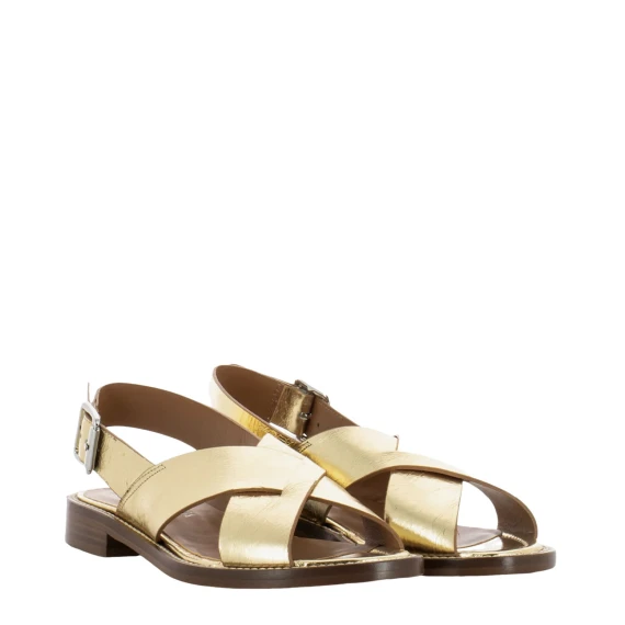 Sandalo Queb in pelle laminata oro