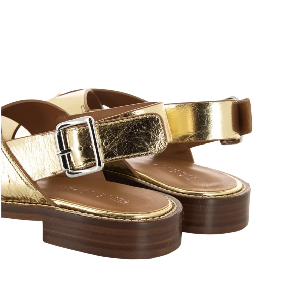 Sandalo Queb in pelle laminata oro