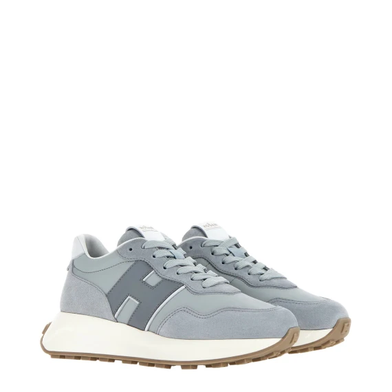 Sneakers H641 in pelle e suede azzurro