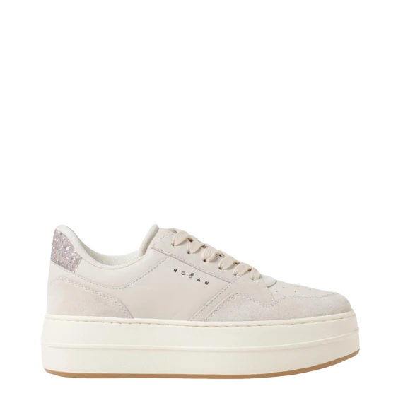 Sneakers H670 in pelle e glitter bianca