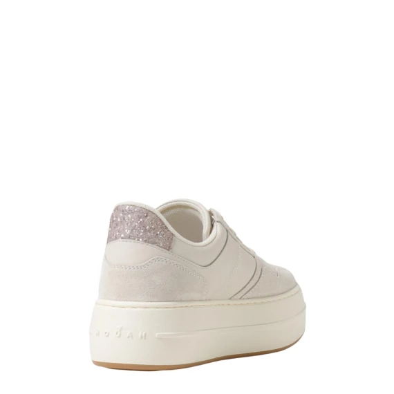 Sneakers H670 in pelle e glitter bianca