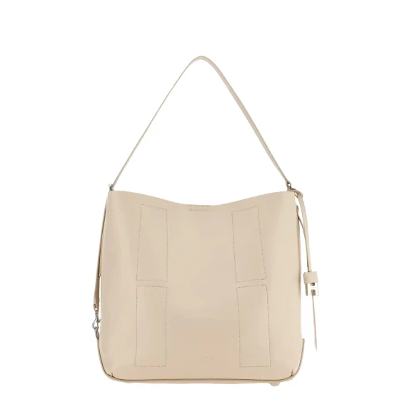 Borsa Hobo media in pelle panna
