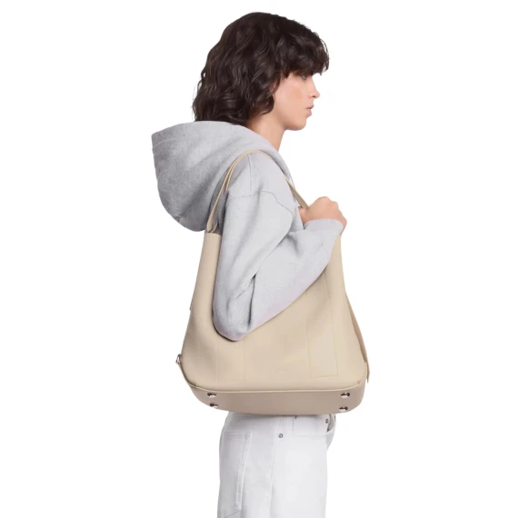 Borsa Hobo media in pelle panna