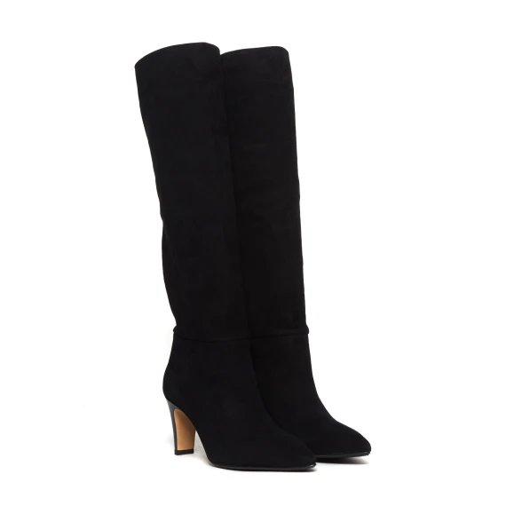 Stivale ST1676 in pelle scamosciata nera