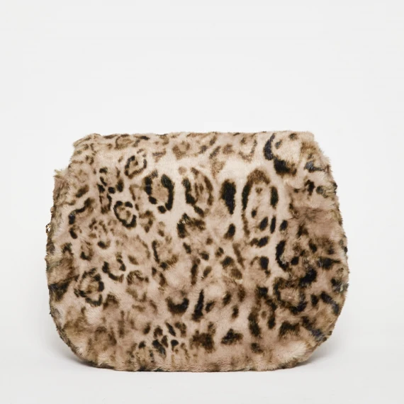 Borsa a spalla in pelliccia ecologica maculata