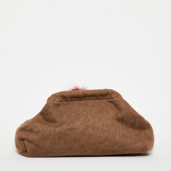 Borsa a spalla in cachemire marrone