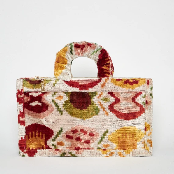 Borsa a mano in seta e cotone multicolor