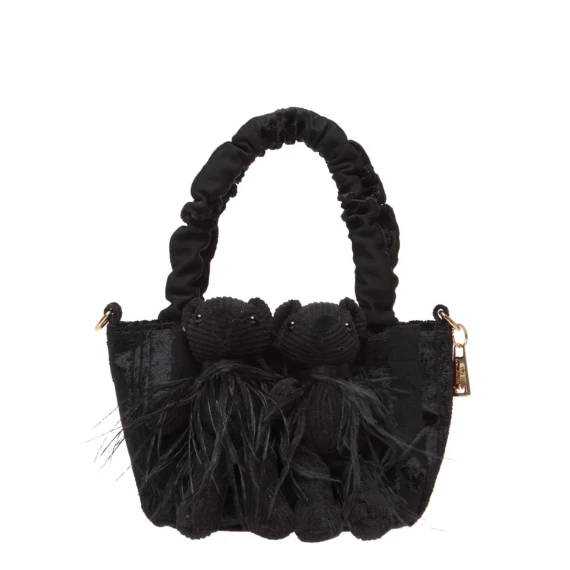 Borsa a mano Vera in tessuto e velluto nero