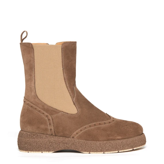 Tronchetto in pelle scamosciata beige