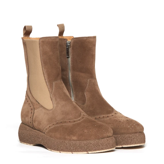 Tronchetto in pelle scamosciata beige