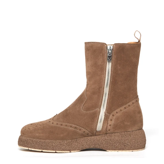 Tronchetto in pelle scamosciata beige