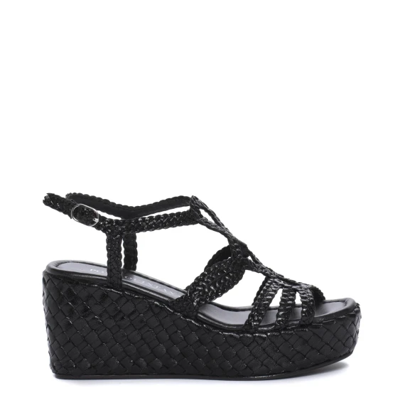 Sandalo 10280 in pelle intrecciata nera