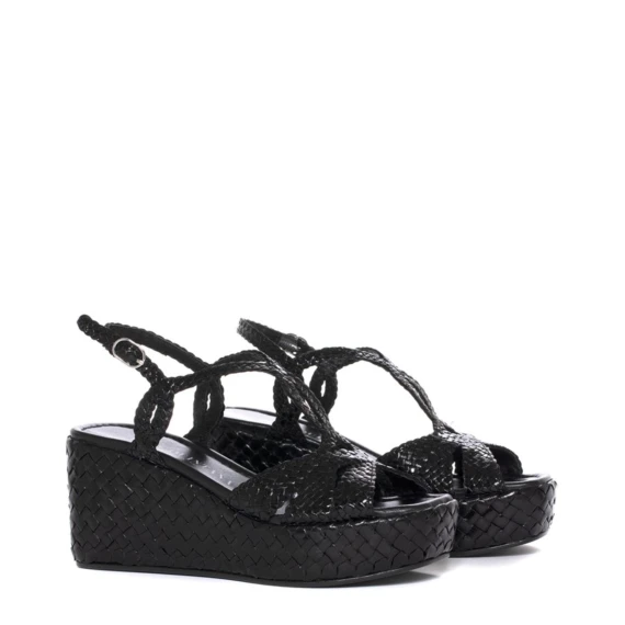 Sandalo 10280 in pelle intrecciata nera