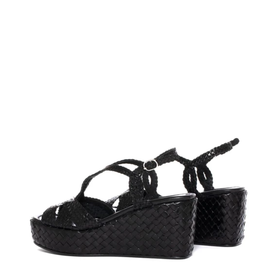 Sandalo 10280 in pelle intrecciata nera