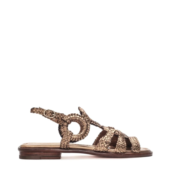 Sandalo 11235 in pelle intrecciata bronzo
