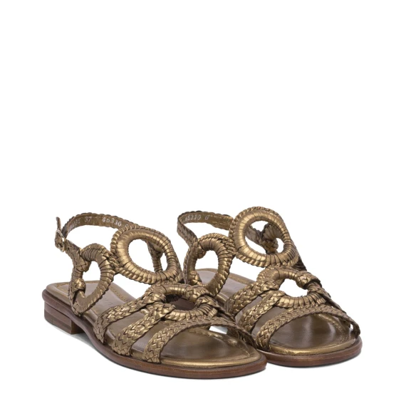 Sandalo 11235 in pelle intrecciata bronzo